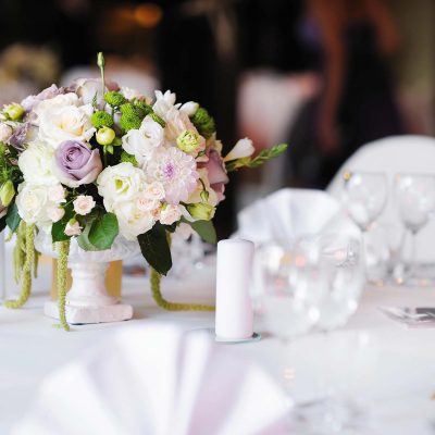 Table set for an event party or wedding reception